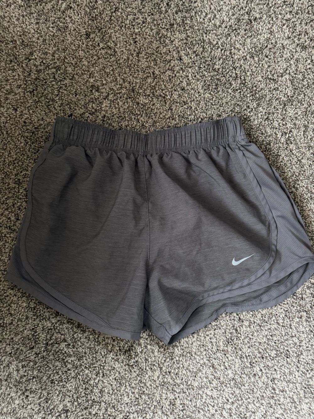 Nike Women's Charcoal Athletic Shorts with Reflective Swoosh